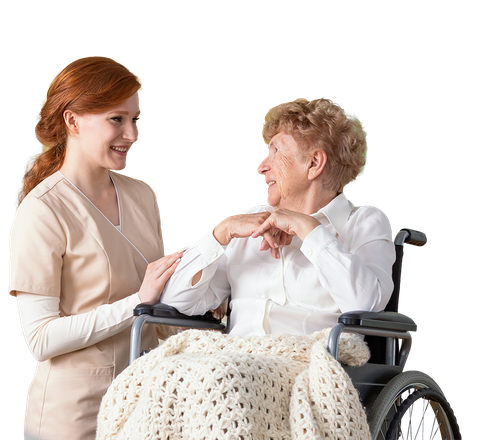 Nurse speaking with an older adult
